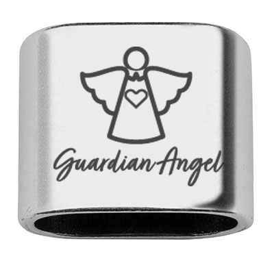 Afstandhouder met gravure "Guardian Angel", 20 x 24 mm, verzilverd, geschikt voor 10 mm zeiltouw 
