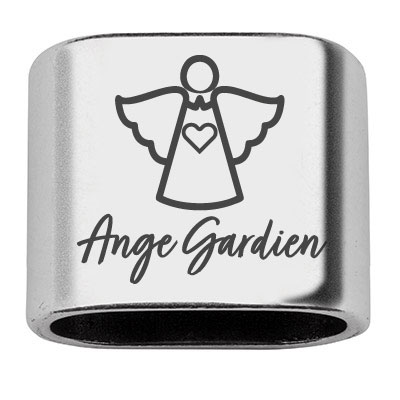 Spacer with engraving "Ange Gardien", 20 x 24 mm, silver-plated, suitable for 10 mm sail rope 