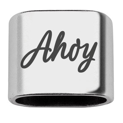 Spacer with engraving "Ahoy", 20 x 24 mm, silver-plated, suitable for 10 mm sail rope 