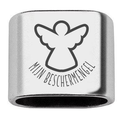 Spacer with engraving "Mijn Beschermengel", 20 x 24 mm, silver-plated, suitable for 10 mm sail rope 