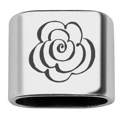 Spacer with engraving "Flower", 20 x 24 mm, silver-plated, suitable for 10 mm sail rope 