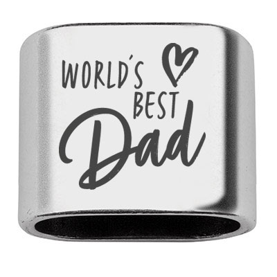 Spacer with engraving "World's Best Dad", 20 x 24 mm, silver-plated, suitable for 10 mm sail rope 