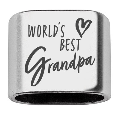 Zwischenstück mit Gravur "World's Best Grandpa", 20 x 24 mm, versilbert, geeignet für 10 mm Segelseil 