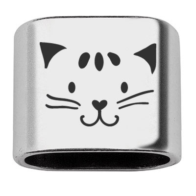 Adapter with engraving "Cat", 20 x 24 mm, silver-plated, suitable for 10 mm sail rope 
