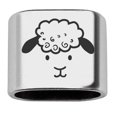 Intermediate piece with engraving "Sheep", 20 x 24 mm, silver-plated, suitable for 10 mm sail rope 