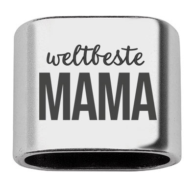 Zwischenstück mit Gravur "Weltbeste Mama", 20 x 24 mm, versilbert, geeignet für 10 mm Segelseil 