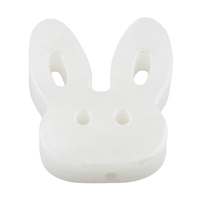 Mother-of-pearl bead bunny, 12 x 14,5 x 3 mm, white 