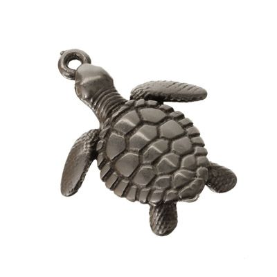 Metallanhänger Schildkröte, 20 x 16,7 mm, versilbert 