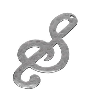 Metal pendant clef, XXL pendant, 73 x 35 mm, silver-plated 