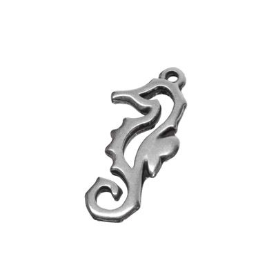 Metal pendant seahorse, 26 x 10.6 mm, silver-plated 