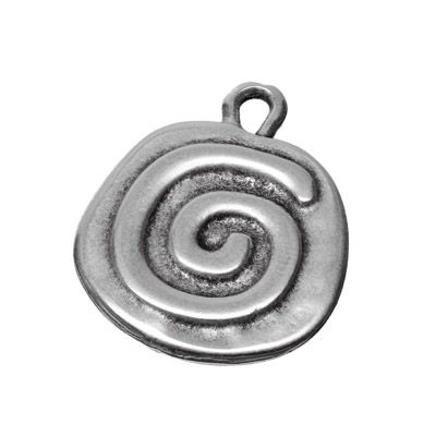 Pendentif métal spirale, 26 x 21,6 mm, argenté 