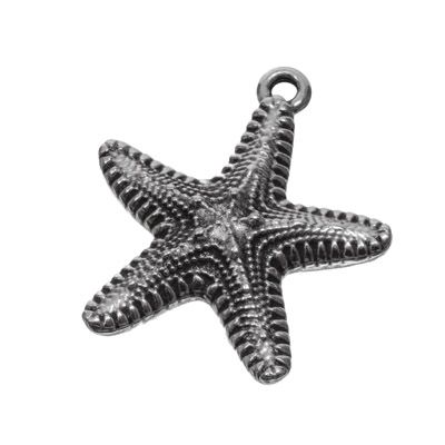 Pendentif métal étoile de mer, 34 x 30,5 mm, argenté 