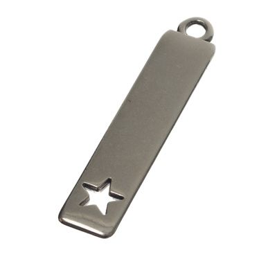 Metal pendant star, 44 x 9 mm, silver-plated 