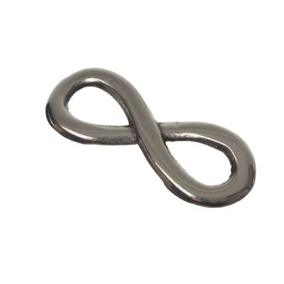Metal pendant / bracelet connector, Infinity, 15 x 6 mm, silver-plated 