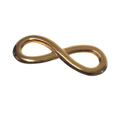 Metal pendant / bracelet connector, Infinity, 30 x 11 mm, gold-plated 