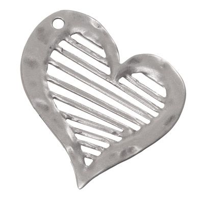 Metal pendant heart, XXL pendant, 61 x 58 mm, silver-plated 