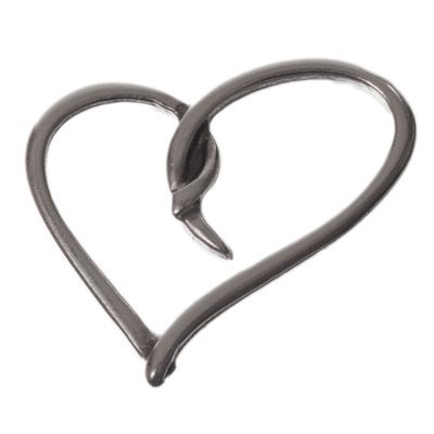 Metal pendant heart, 19 x 16 mm, silver-plated 