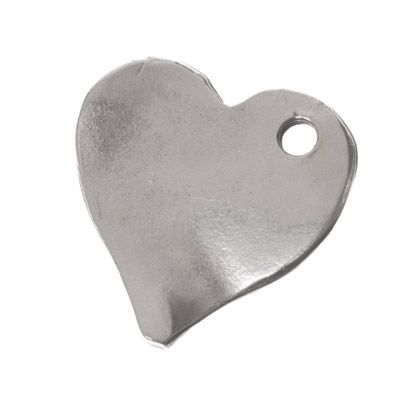 Metalen hanger hart, 16 x 16 mm, verzilverd 