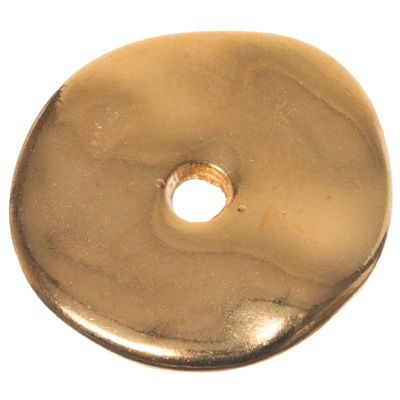 Metal bead Wavy disc, approx. 21 mm, gold-plated 