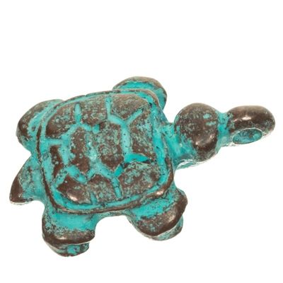 Patina metal pendant turtle, 24 x 17 mm 
