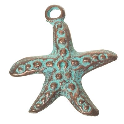 Patina Metal Pendant Starfish, 27 x 24 mm 