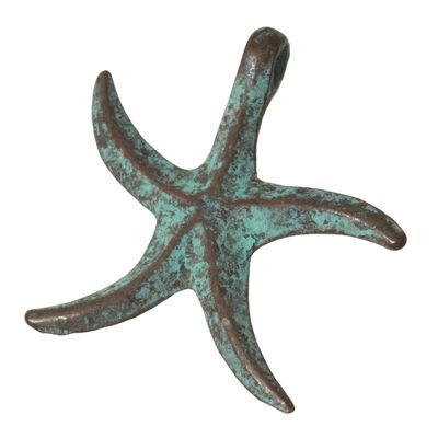 Patina Metal Pendant Starfish, 23 x 24 mm 