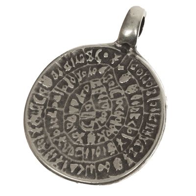 Metal pendant disc, 34 x 25 mm, silver-plated 