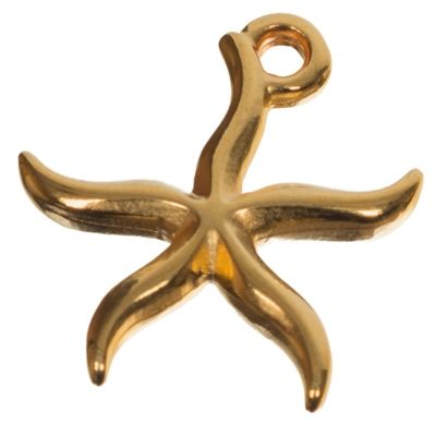 Metal pendant starfish, 16 x 14 mm, gold-plated 