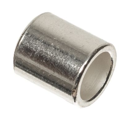 Metalen kraal buisje voor 5 mm zeiltouw, 9 x 8 mm, verzilverd 