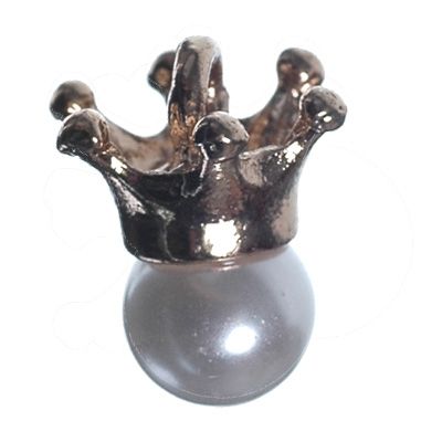 Pendentif métal couronne avec perle, doré, 10 x 12 mm 