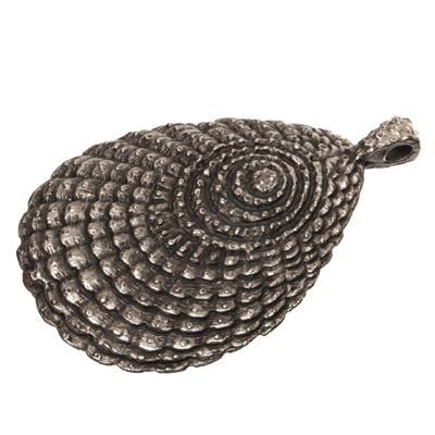 XXL metal pendant shell, 61 x 43 mm, silver-plated 
