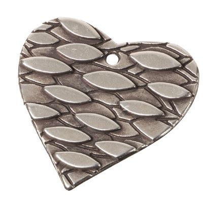 Metal pendant heart, 28 x 29 mm, silver-plated 
