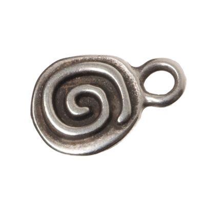 Metal pendant snail, 13 x 9 mm, silver plated 