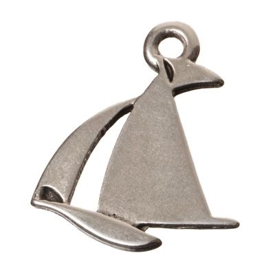 Metal pendant sailboat, 26 x 21 mm, silver plated 