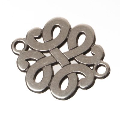 Metal pendant / bracelet connector ornament, 22 x 15 mm, silver-plated 
