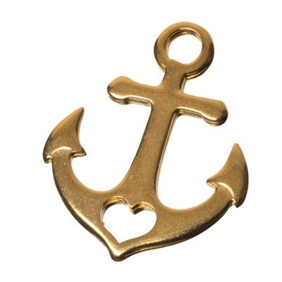 Metal pendant anchor, 29 x 23 mm, gold-plated 