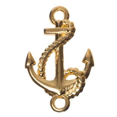 Metal pendant / bracelet connector anchor, 26 x 17 mm, gold-plated 