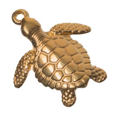 Metal pendant turtle, 20 x 17 mm, gold-plated 