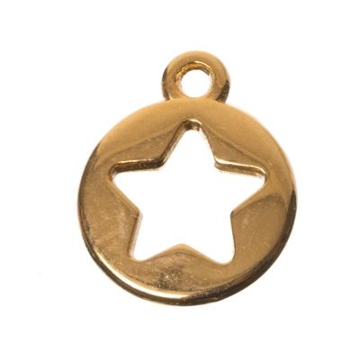 Metal pendant star, 10 x 12 mm, gold-plated 