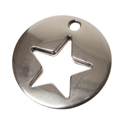 Metal pendant star, 16 x 16 mm, silver-plated 