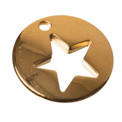 Metal pendant star, 16 x 16 mm, gold-plated 