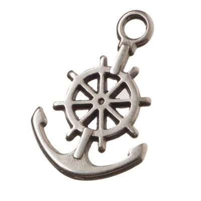 Metal pendant anchor, 21 x 14 mm, silver plated 
