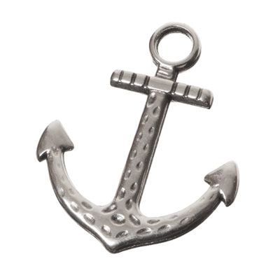Metal pendant anchor, 29 x 23 mm, silver plated 