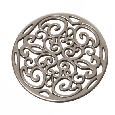 Metal pendant boho element filigree, 31 x 31 mm, silver-plated 