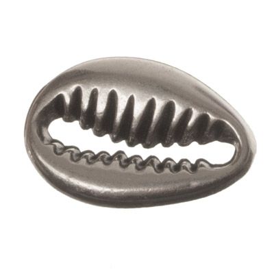 Metallanhänger / Armbandverbinder, Muschel, 12 x 8 mm, versilbert 