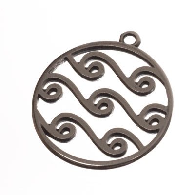 Metal pendant wave, 24 x 22 mm, silver-plated 