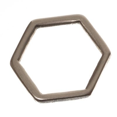 Metal pendant hexagon, 10 x 11 mm, silver-plated 