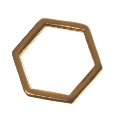 Metal pendant hexagon, 10 x 11 mm, gold-plated 