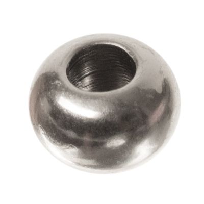 Perle en métal, boule, 6 x 3,9 mm, argentée 