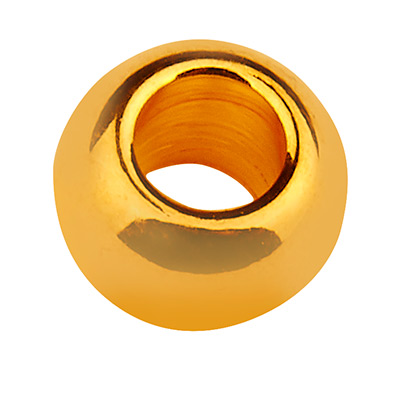 Metal bead ball, 6 x 3.9 mm, hole diameter 2.8 mm, rose gold plated 